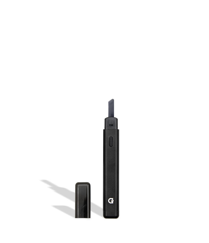 Black GPEN hot knife removed from packaging with cap removed on side on white background.