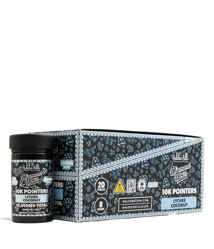 Lychee Coconut Hidden Hills 10000mg Diamond Boyz 8k Pointers Gummies 8pk Front View on White Background