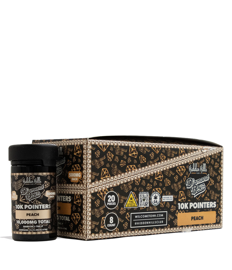 Peach Hidden Hills 10000mg Diamond Boyz 8k Pointers Gummies 8pk Front View on White Background
