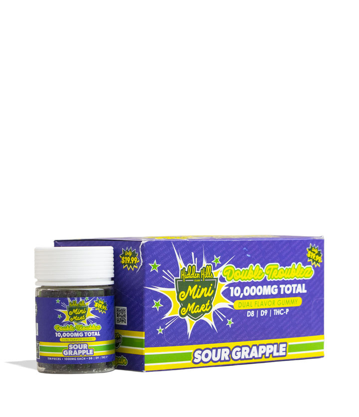 Sour Grapple Hidden Hills Mini Mart Double Troublez 1000mg Gummies 6pk Front View on White Background