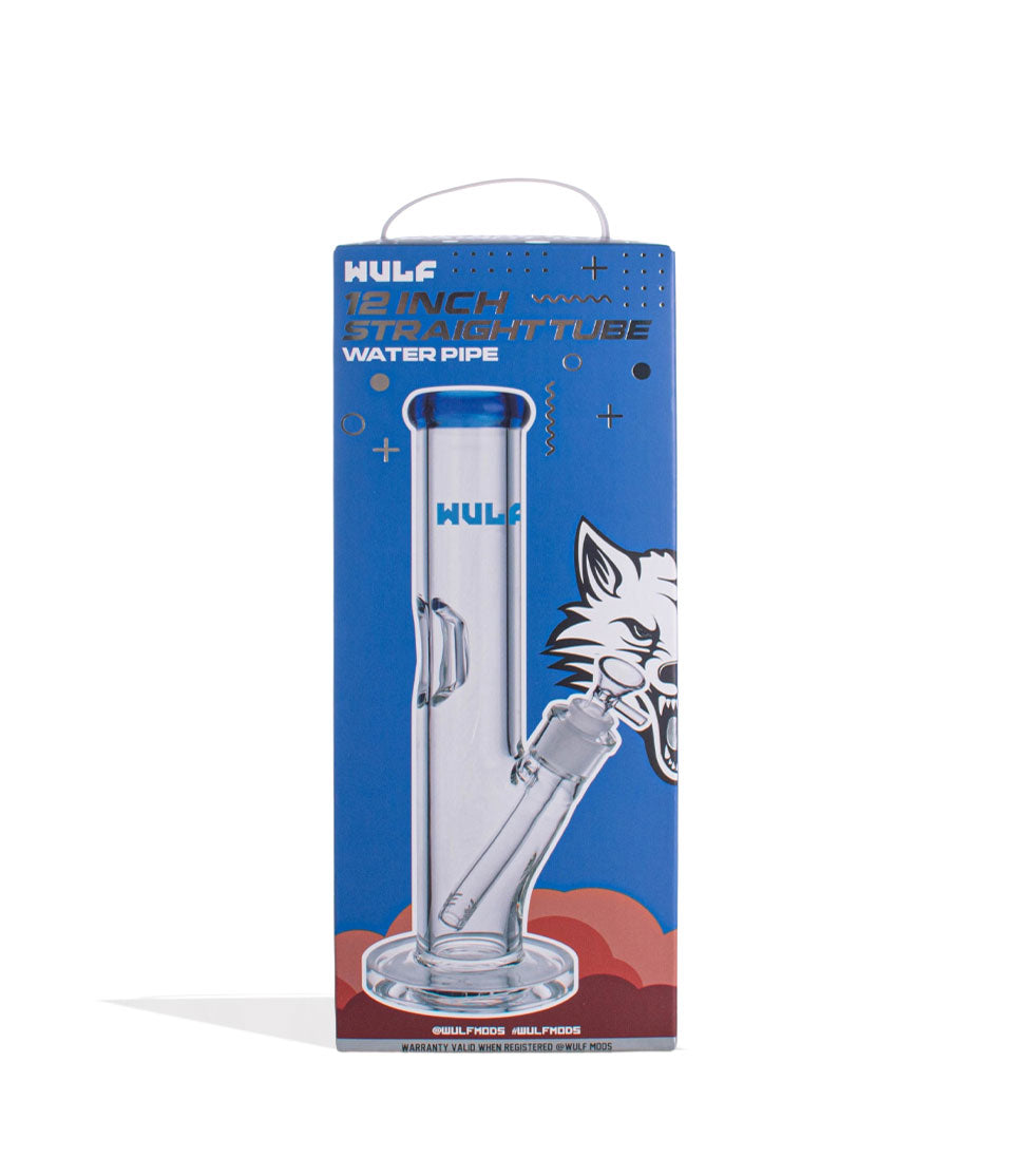 Blue Wulf Mods 7mm 12inch Straight Water Pipe Packaging Front View on White Background
