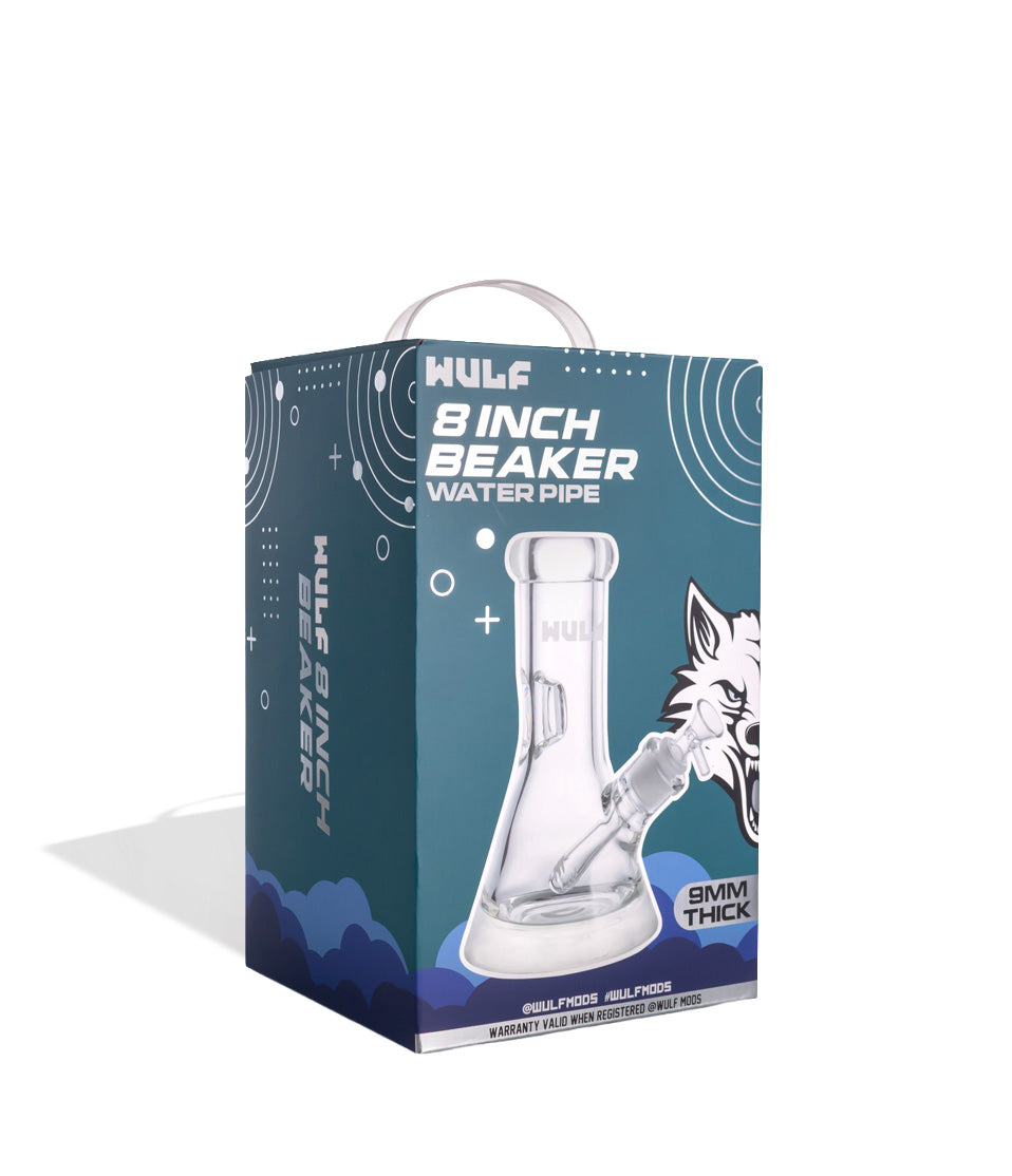 Wulf Glass 9mm 8inch Beaker Water Pipe Angle View on White Background