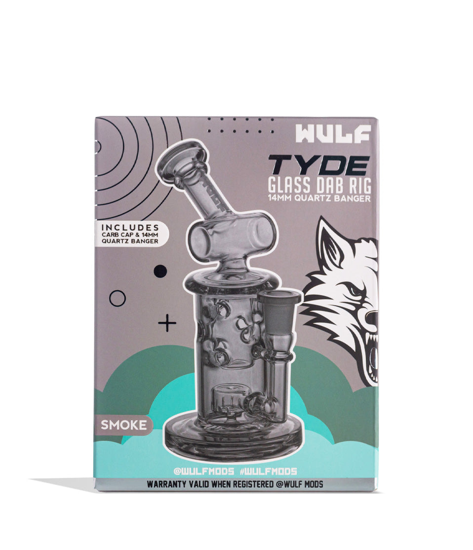 Smoke Wulf Mods Tyde 14mm Dab Rig with Quartz Banger packaging on white background