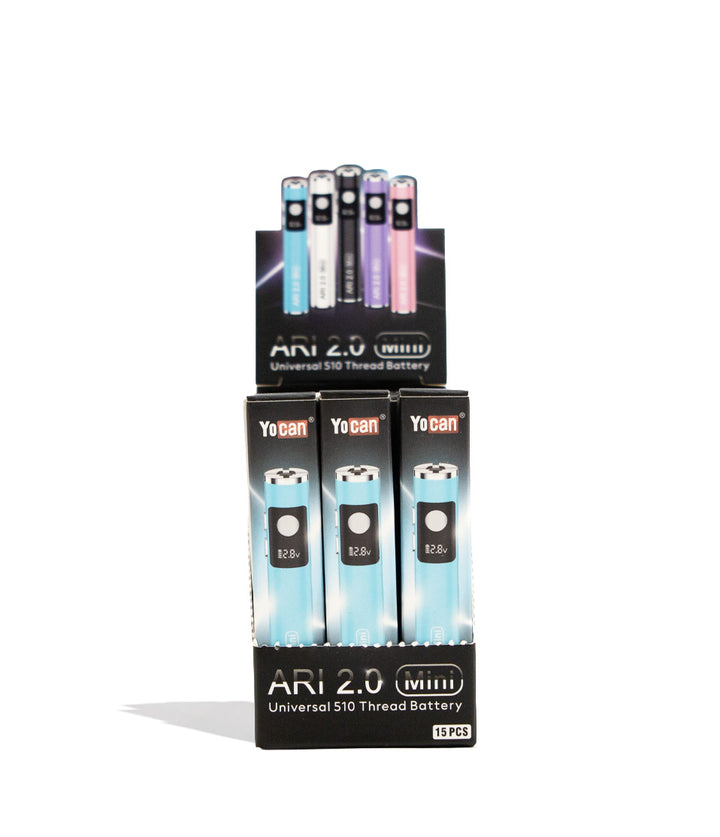 Yocan Ari Mini 2.0 Variable Voltage Battery 15pk Front View on White Background