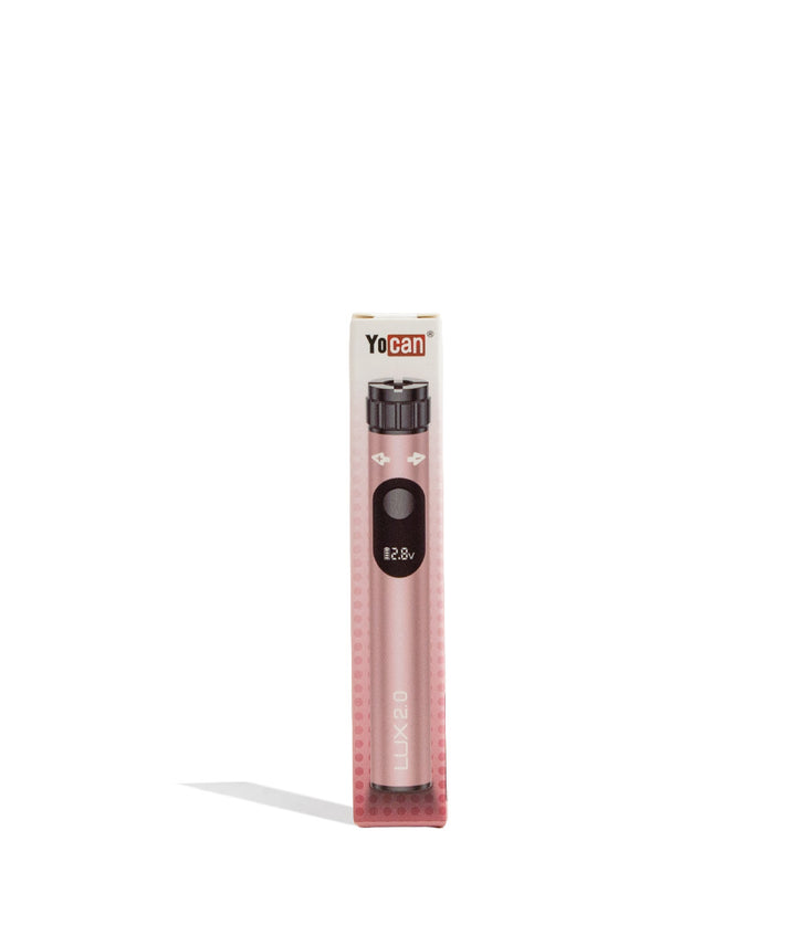 Pink Yocan Lux 2.0 Variable Voltage Battery 15pk Packaging Front View on White Background